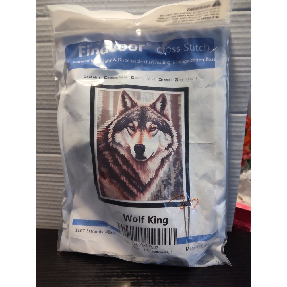 Findvoor Cross Stitch Wolf King 40x50cm 11CT 3strands New
